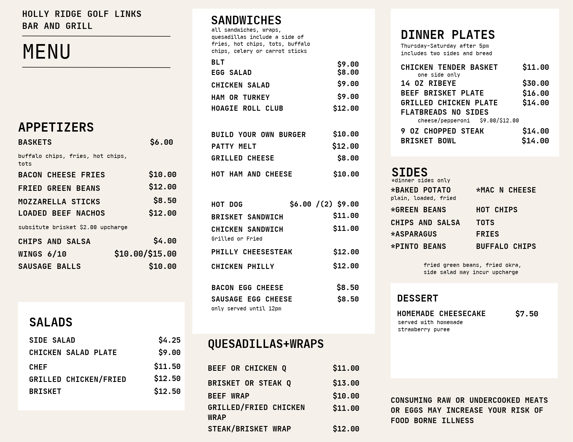 GRILL MENU